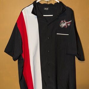 Steady Clothing Vintage Rock N Roll Guitar Bowling Polo Button Up Shirt Mens 2XL